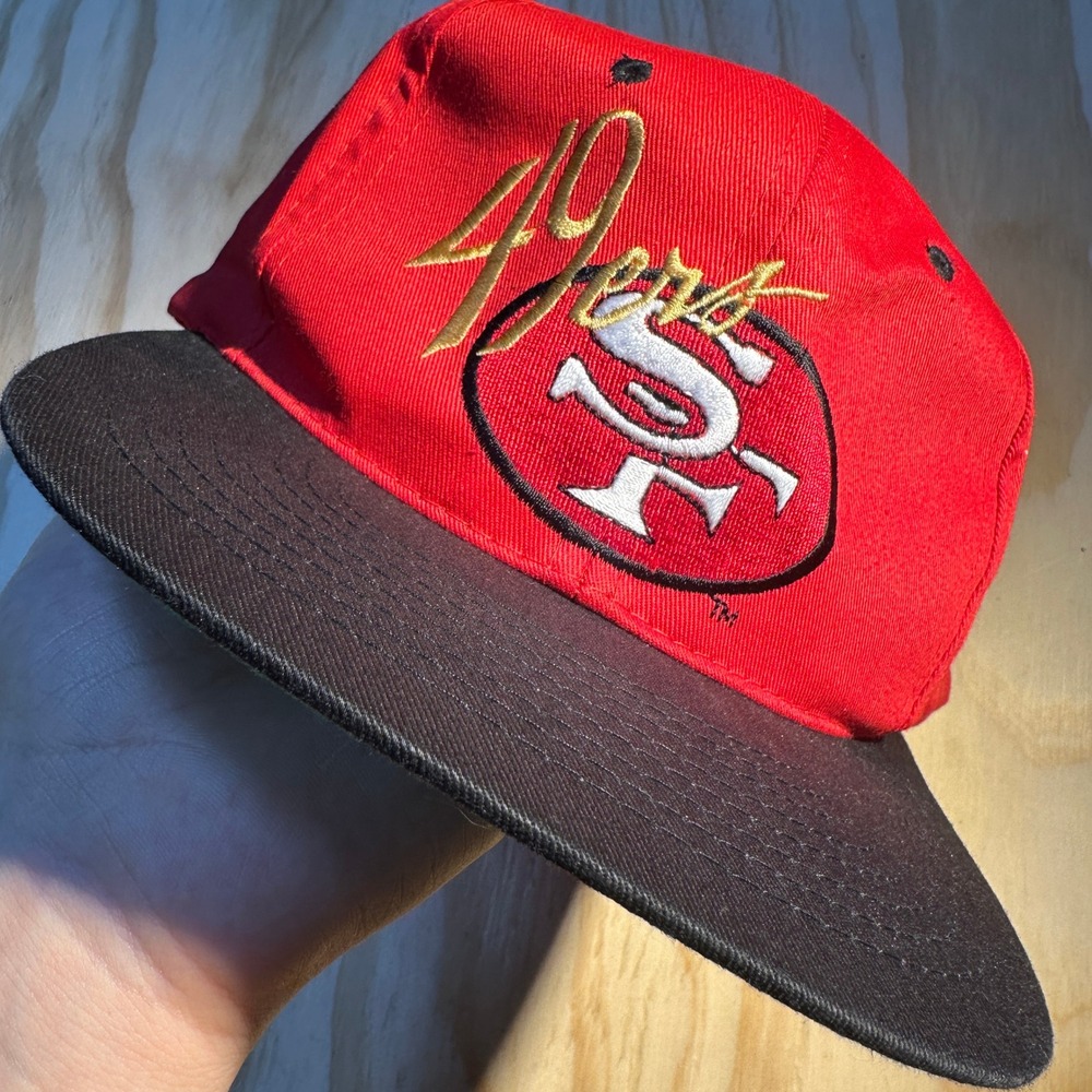 Team NFL AJD San Francisco 49ers Snapback Hat Red Black Vintage Style OSFA